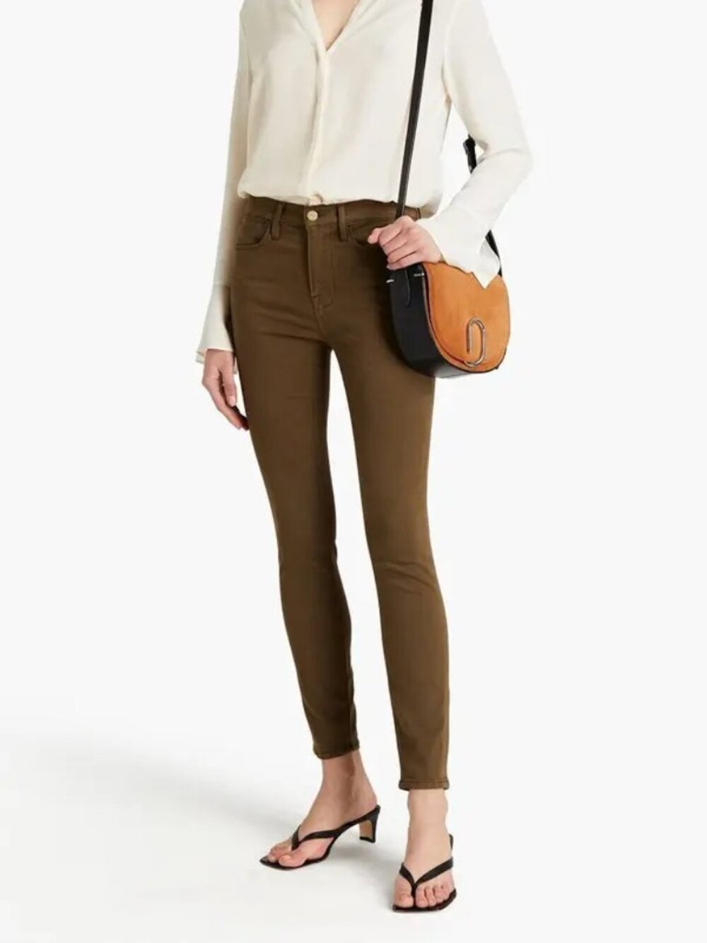 FRAME Le High Skinny Cotton-Blend Skinny Pants - Army Green